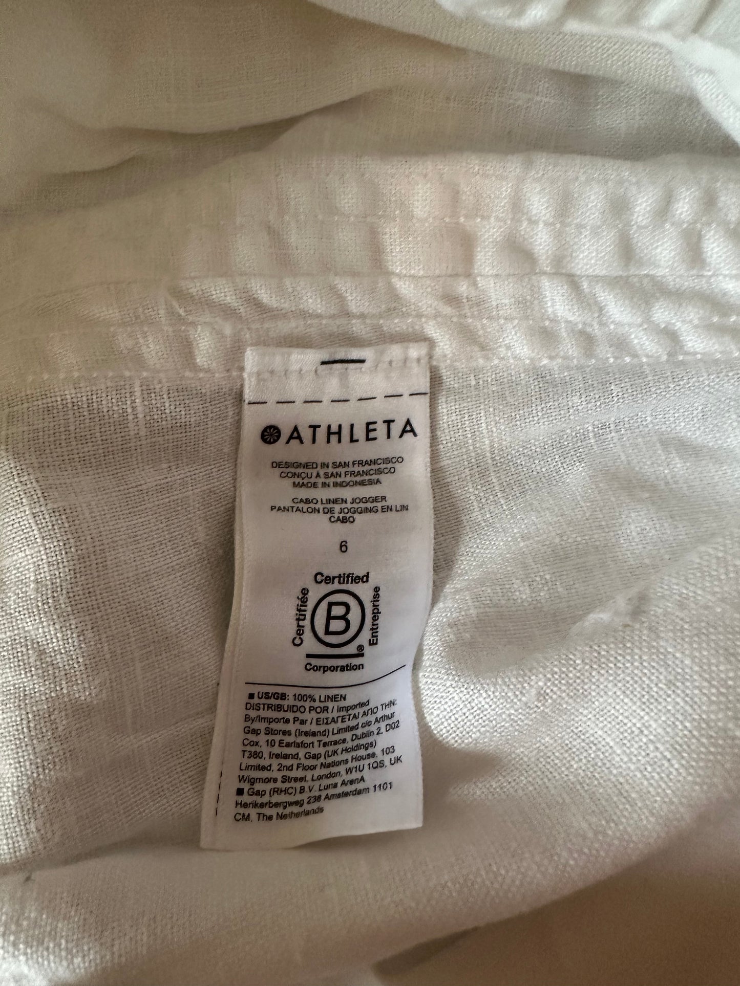 Athleta Cabo White Linen Jogger Pants | Size 6