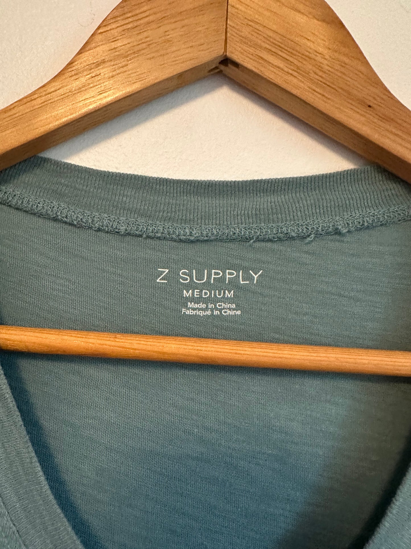 Z Supply Slub Knit Short Sleeve Sage Green Crew Neck T-Shirt | Size Medium