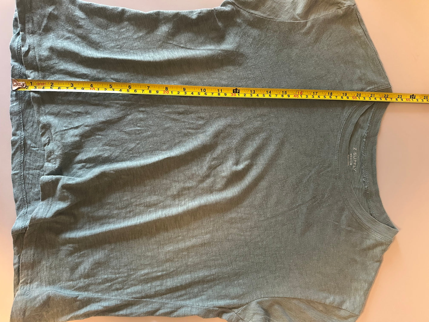 Z Supply Slub Knit Short Sleeve Sage Green Crew Neck T-Shirt | Size Medium