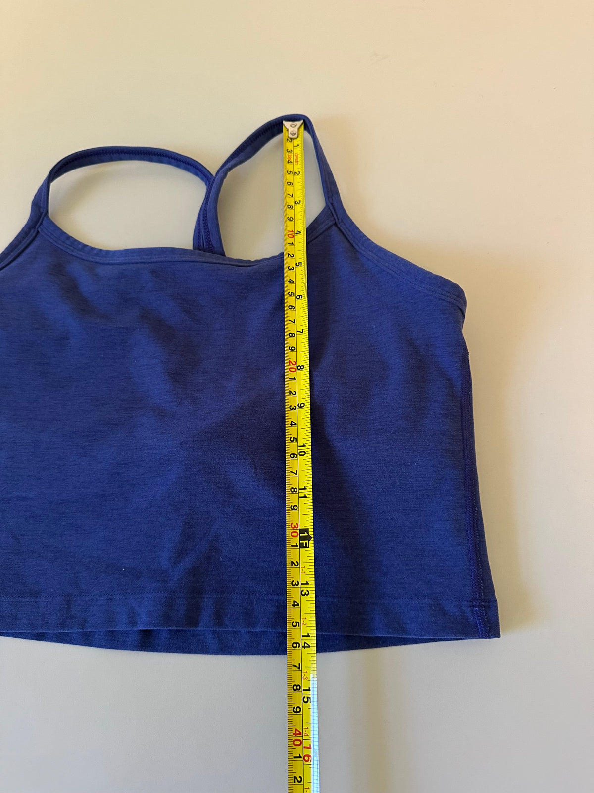 Beyond Yoga Indigo Blue Heathered Racerback Cropped Tank Top | Size Medium