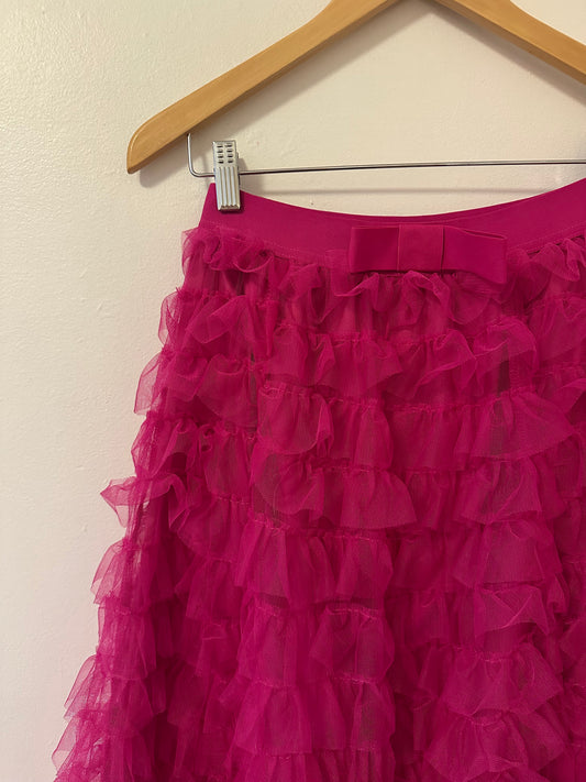 NWT Chocolate Pink Taffeta Ruffle Skirt | Size Small