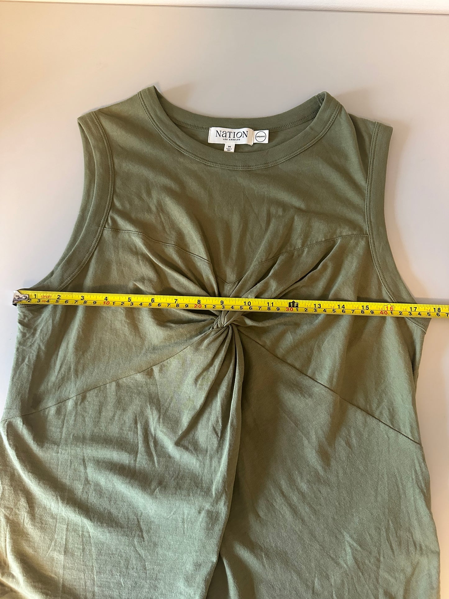 Nation LTD Olive Green Organic Cotton Twist Front Tank Top | Size Medium