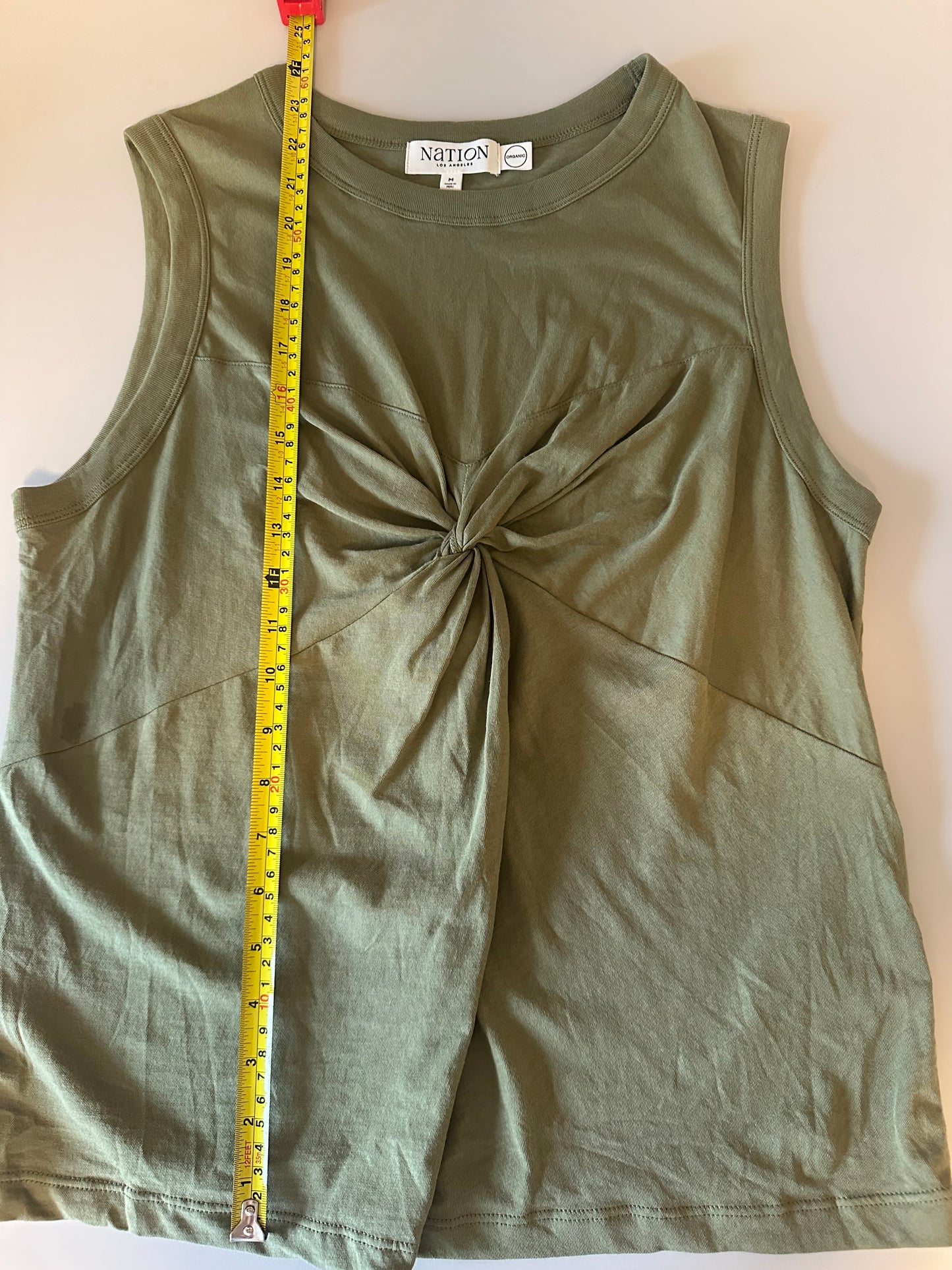 Nation LTD Olive Green Organic Cotton Twist Front Tank Top | Size Medium