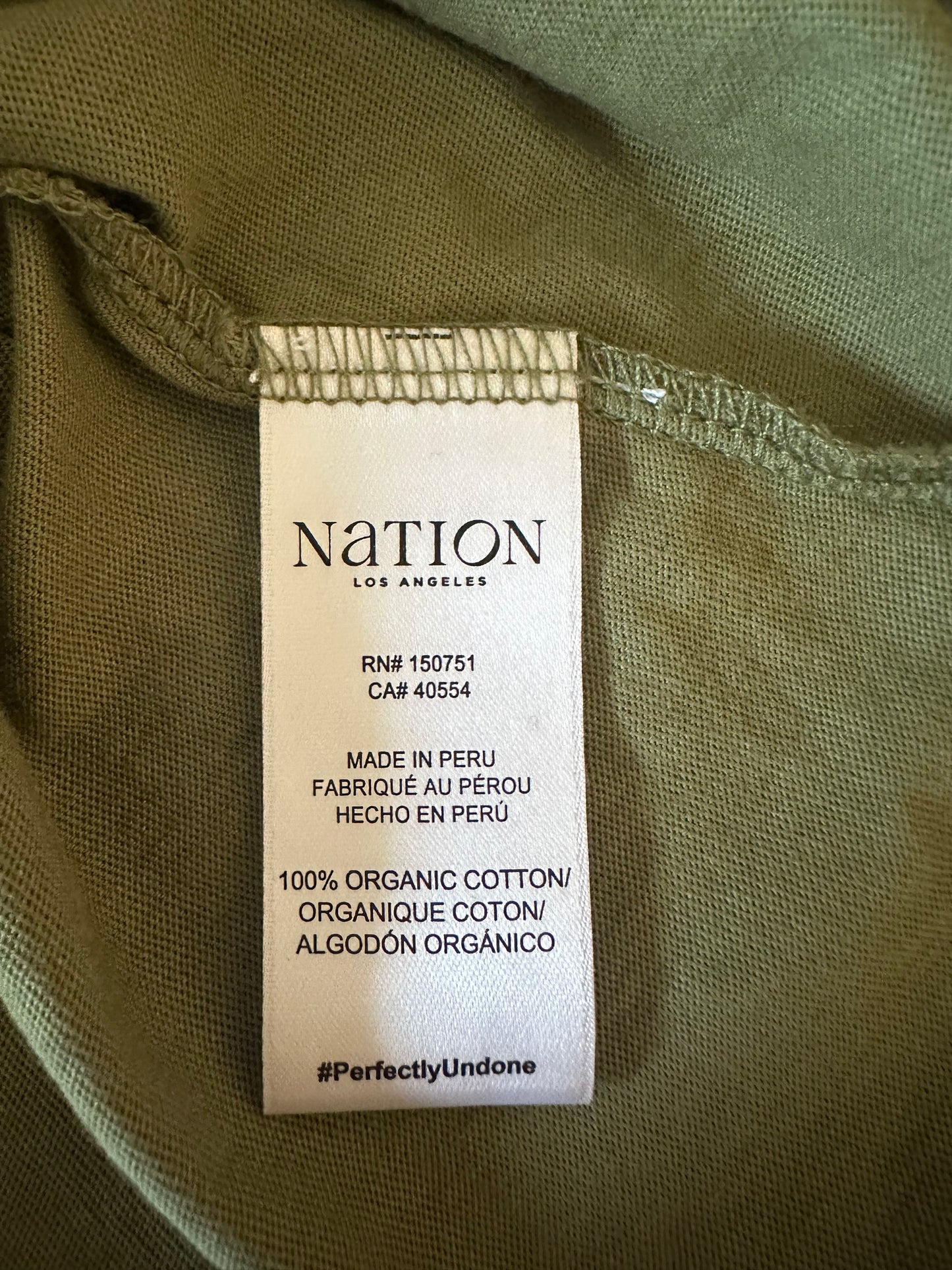 Nation LTD Olive Green Organic Cotton Twist Front Tank Top | Size Medium