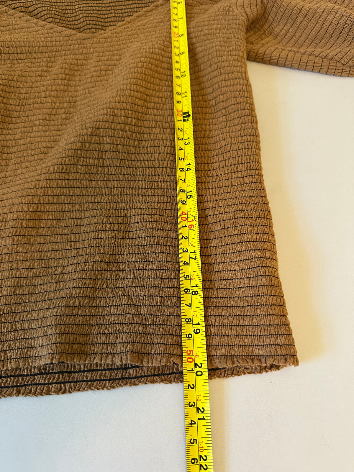 Nation LTD Brown Smocked Pima Cotton Puff Sleeve V-Neck Top | Size Medium