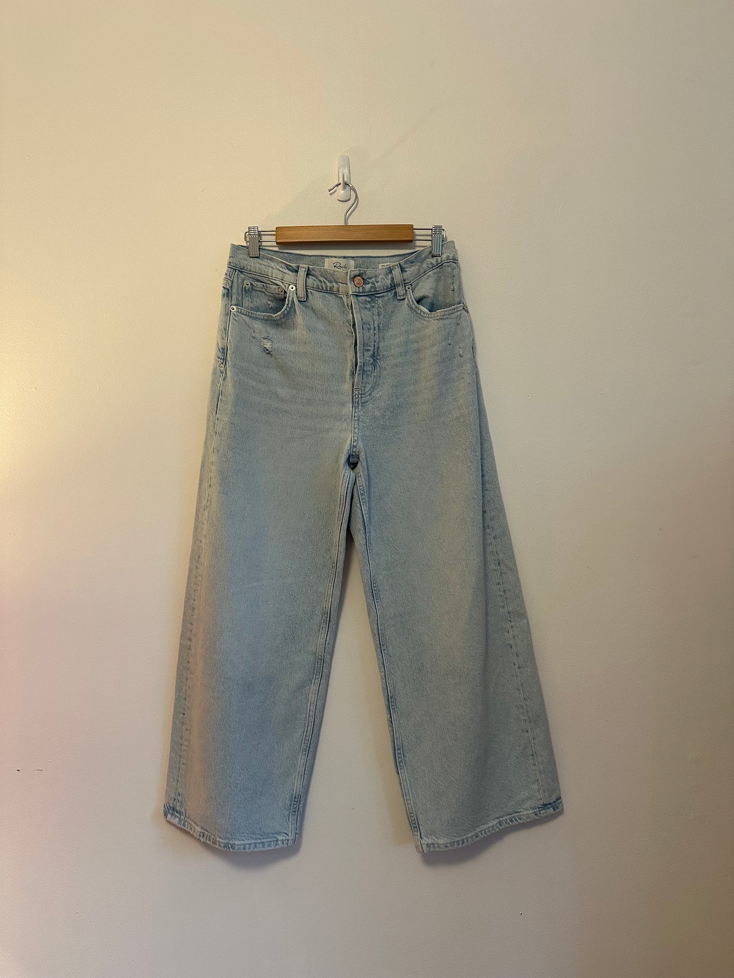 Rails The Getty Crop High Rise Wide Leg Jeans in Light Wash Blue | Size 30