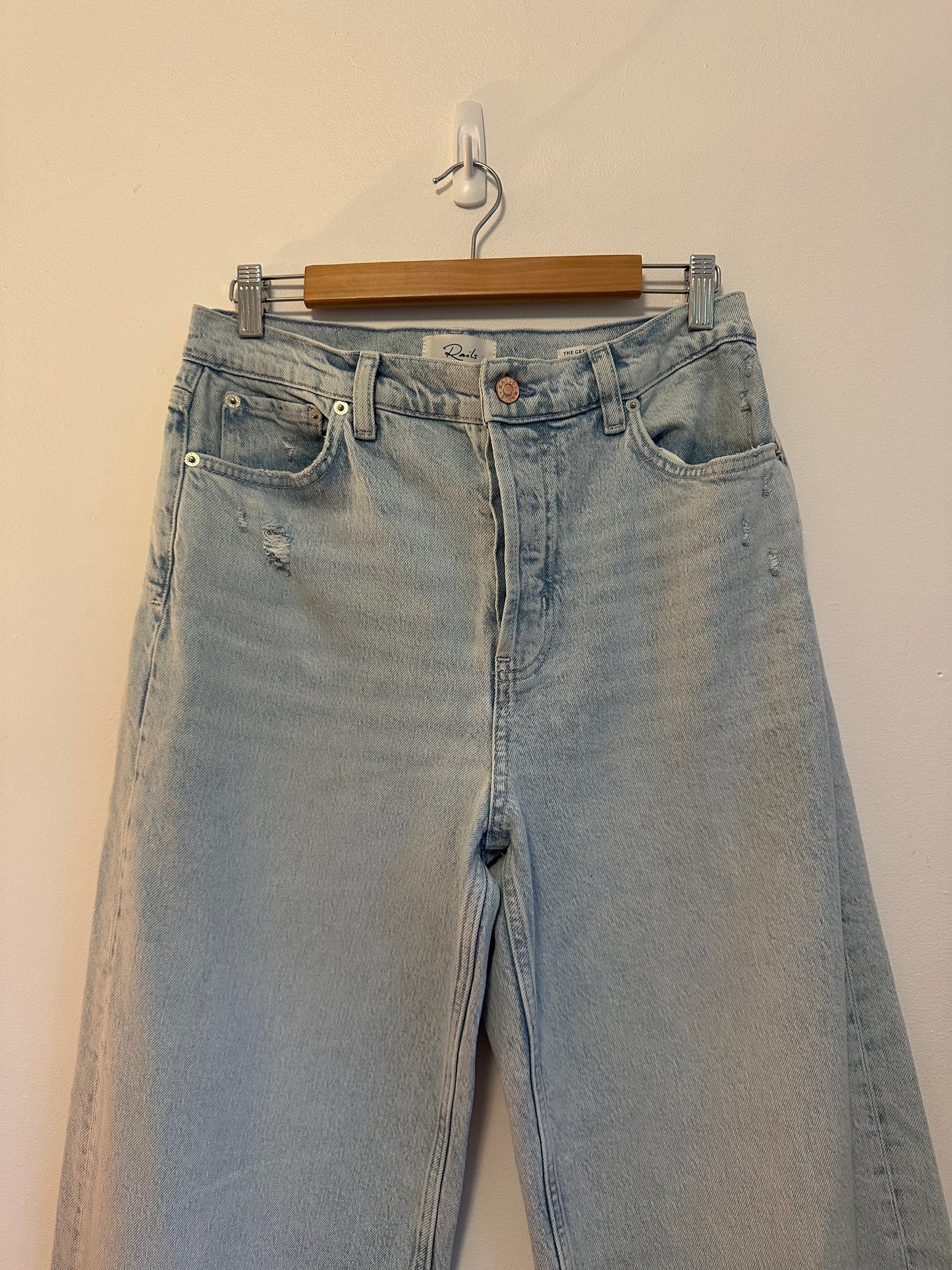 Rails The Getty Crop High Rise Wide Leg Jeans in Light Wash Blue | Size 30