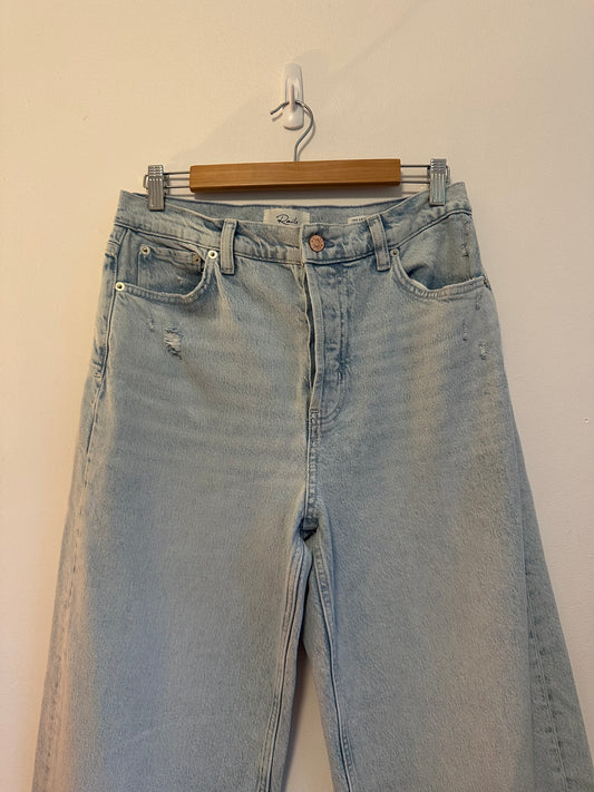 Rails The Getty Crop High Rise Wide Leg Jeans in Light Wash Blue | Size 30