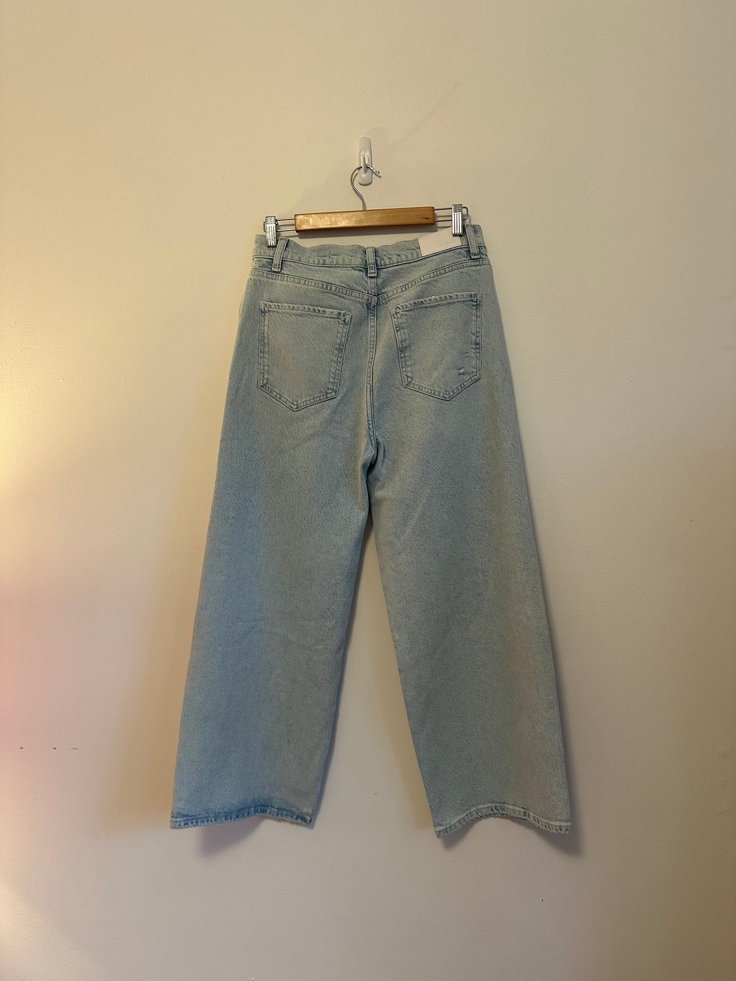 Rails The Getty Crop High Rise Wide Leg Jeans in Light Wash Blue | Size 30