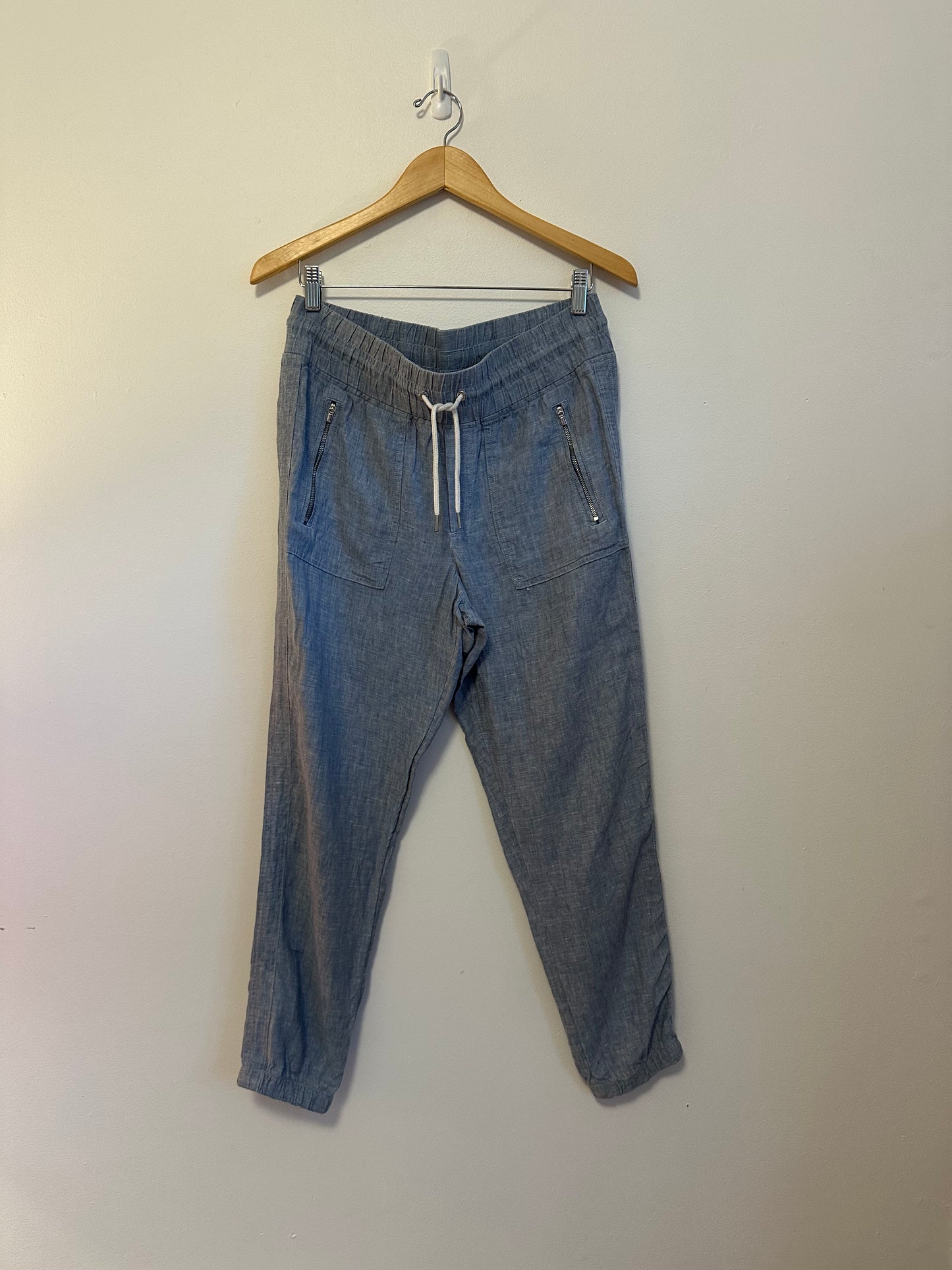 Athleta Cabo Blue Linen Jogger Pants | Size 6