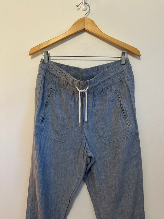 Athleta Cabo Blue Linen Jogger Pants | Size 6