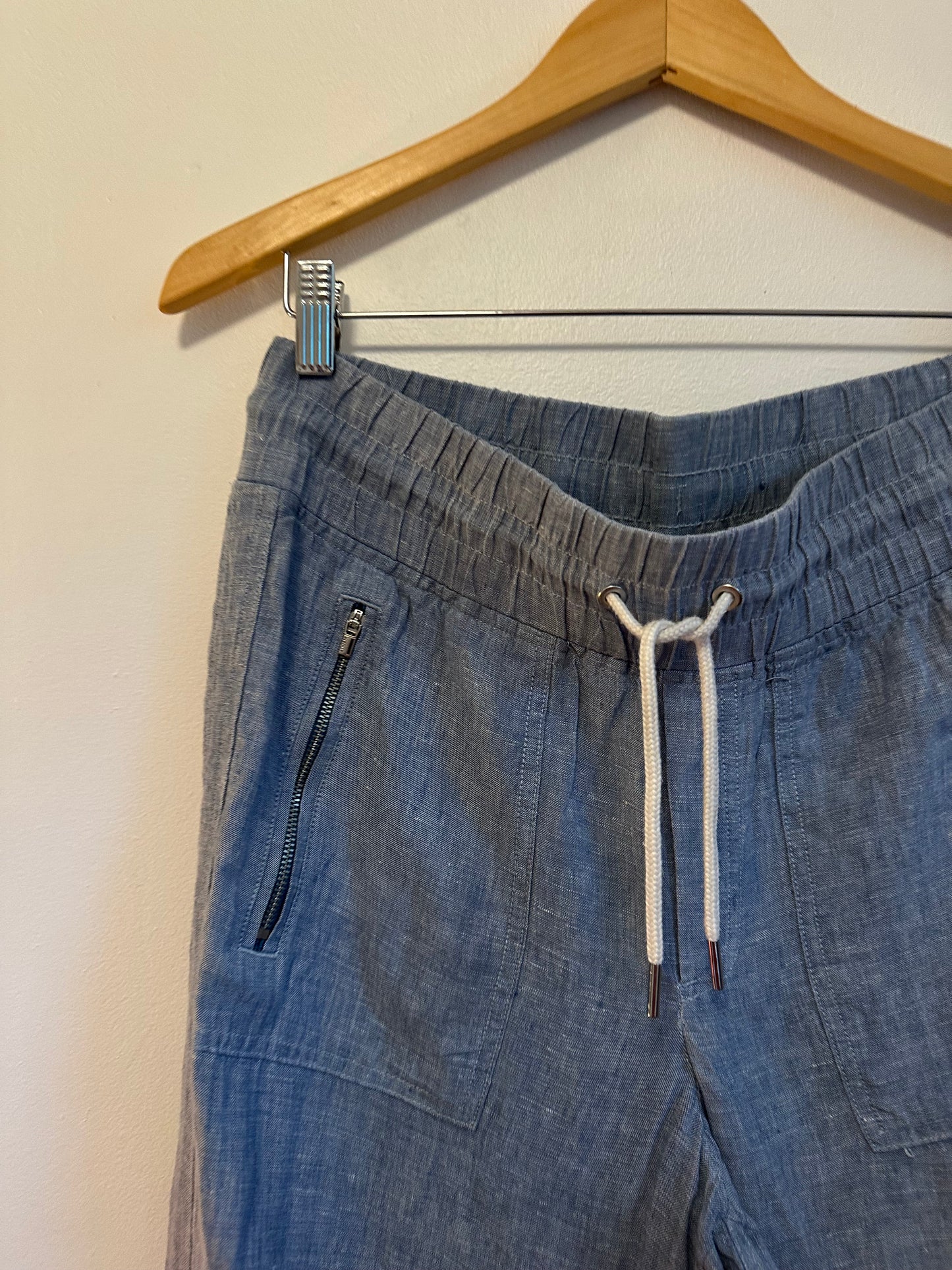 Athleta Cabo Blue Linen Jogger Pants | Size 6