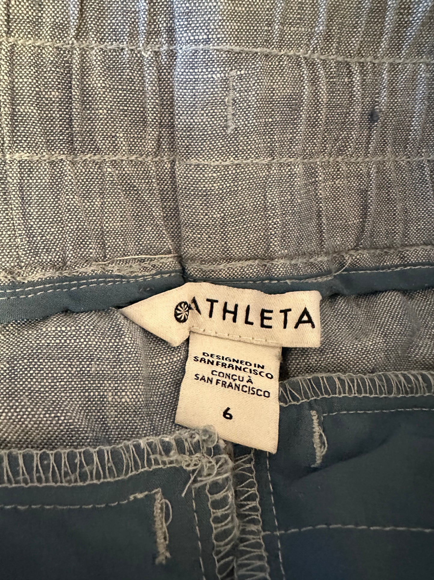 Athleta Cabo Blue Linen Jogger Pants | Size 6