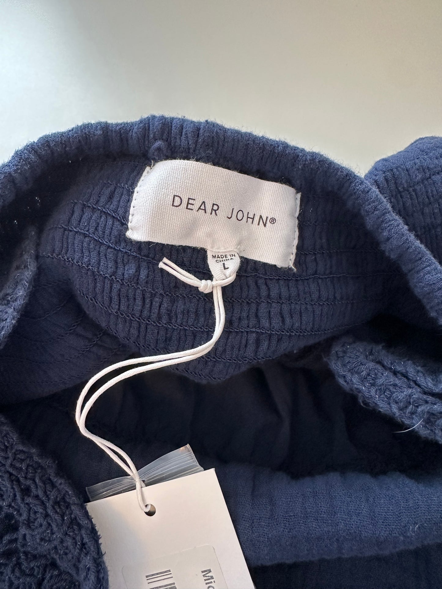 NWT Dear John Navy Blue Cotton Crochet and Gauze Chasity Maxi Dress | Size Large