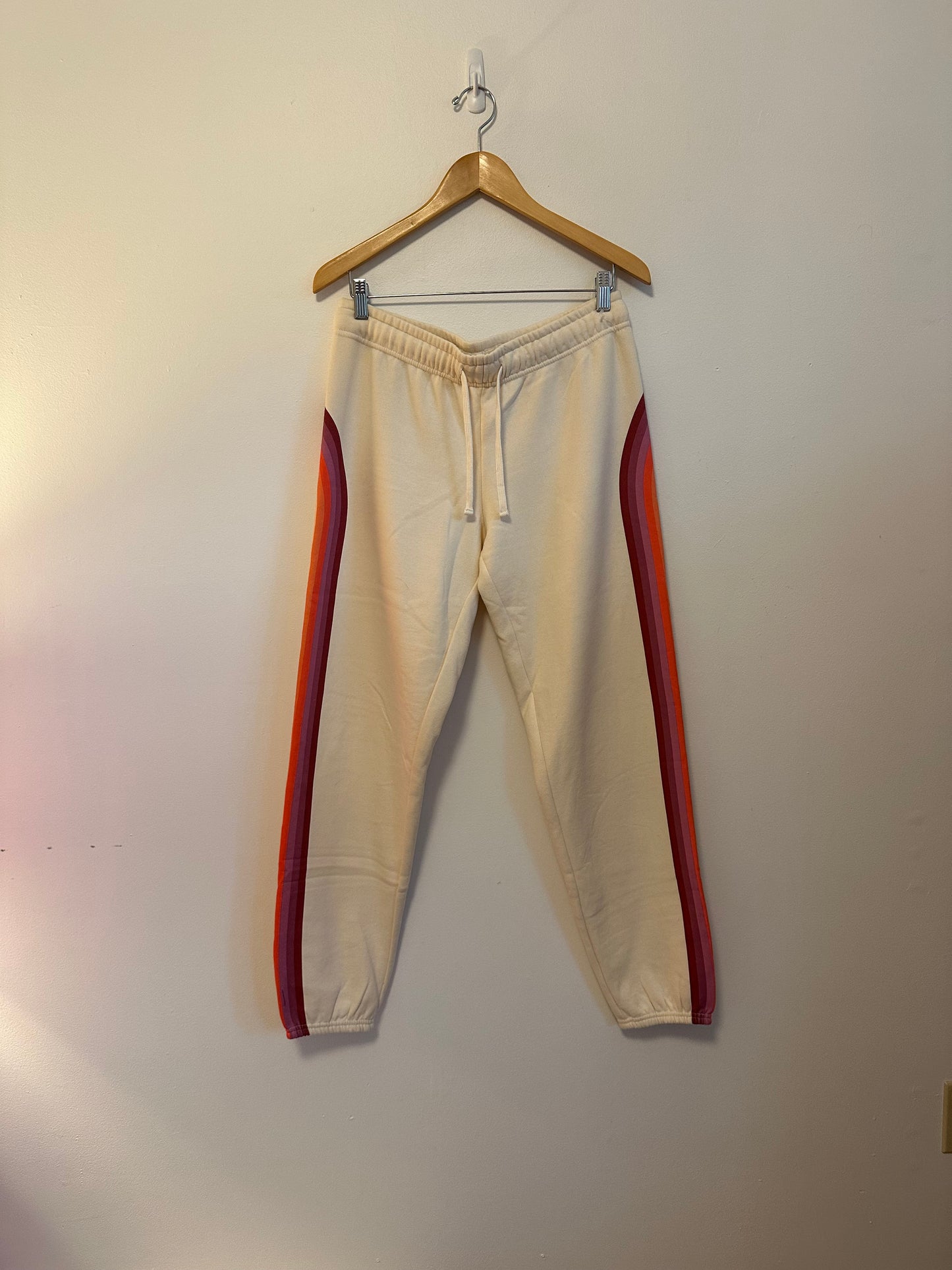 Marine Layer Cloud 9 Sweatpants in Antique White Stripe | Size Medium