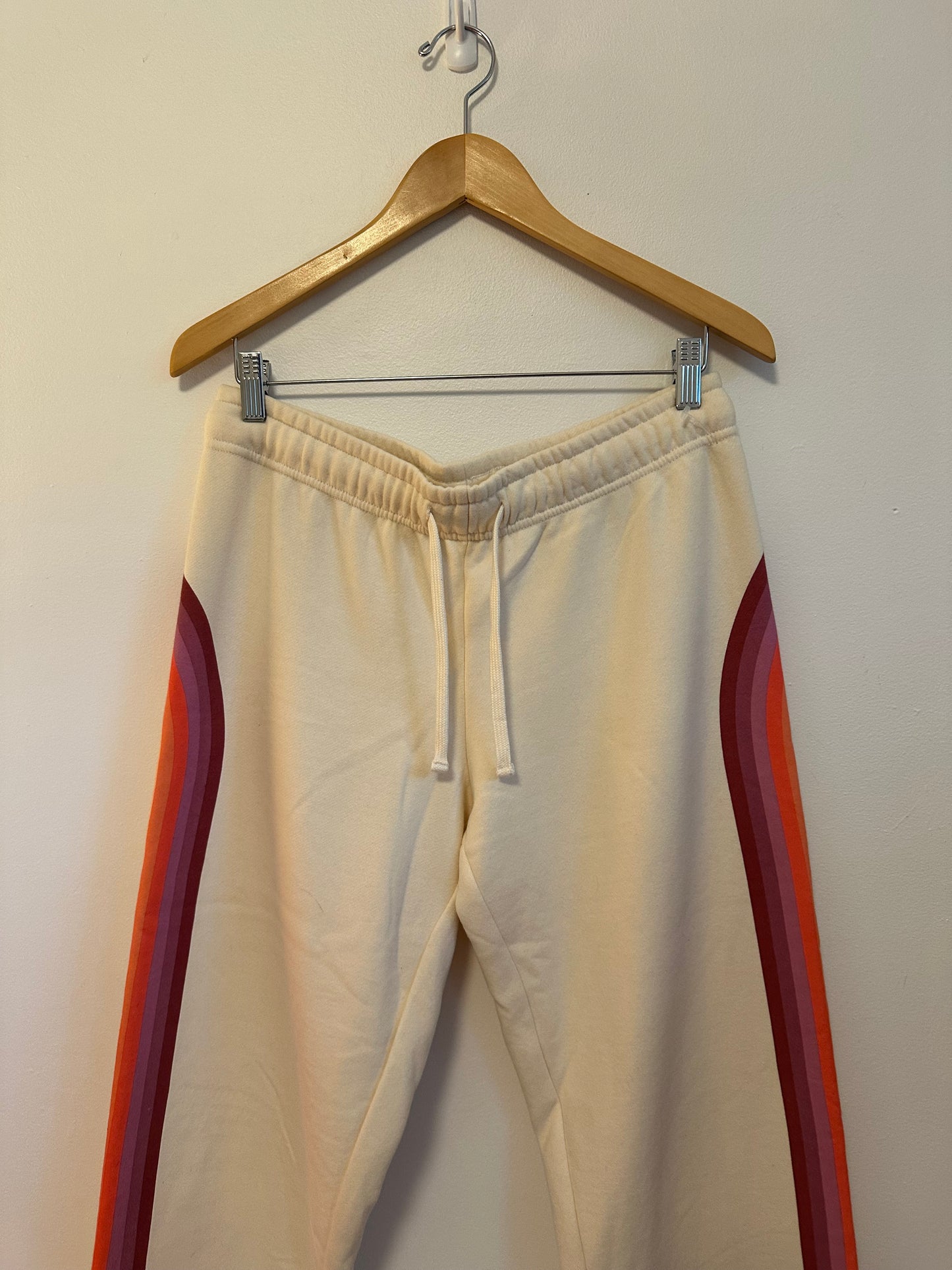 Marine Layer Cloud 9 Sweatpants in Antique White Stripe | Size Medium