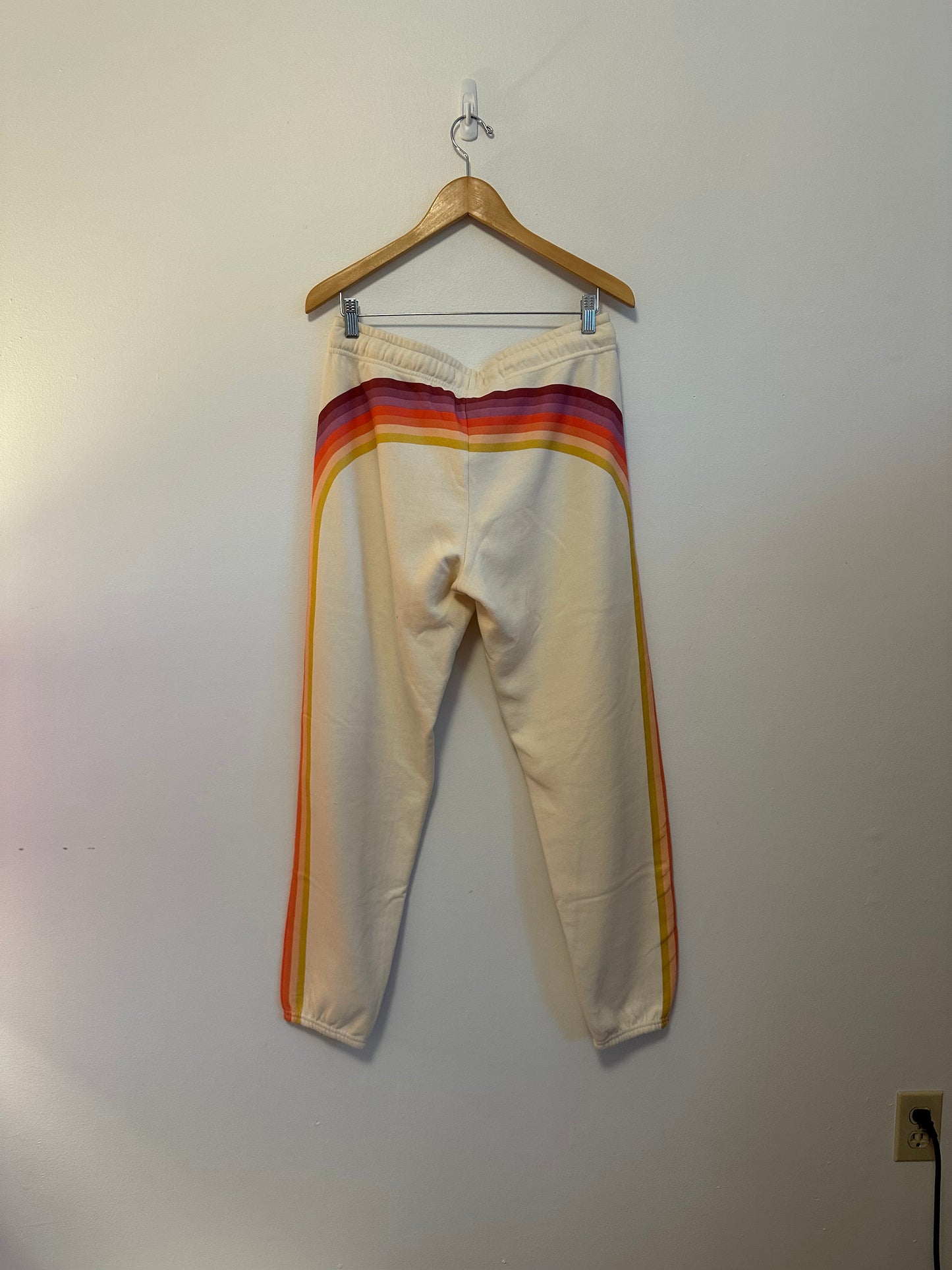 Marine Layer Cloud 9 Sweatpants in Antique White Stripe | Size Medium