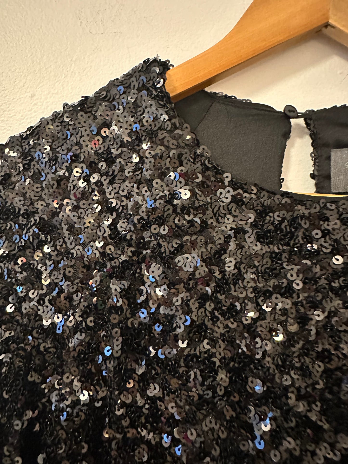 Anthropologie Sundays in Brooklyn Sequin Mini Dress in Black | Size XS Petite