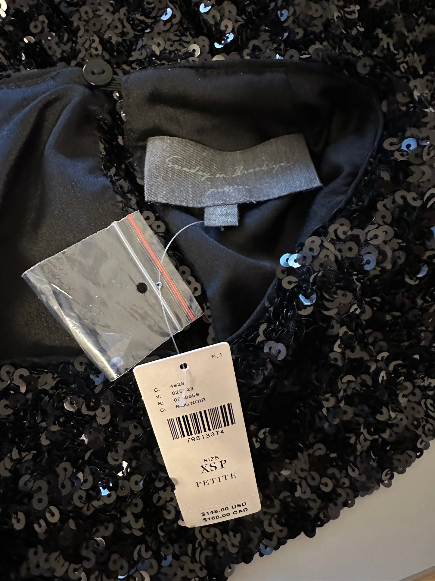 Anthropologie Sundays in Brooklyn Sequin Mini Dress in Black | Size XS Petite