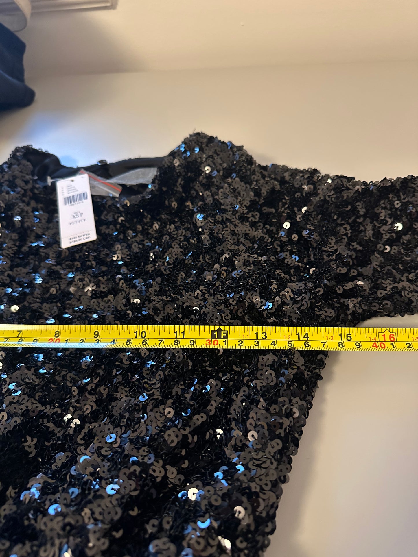 Anthropologie Sundays in Brooklyn Sequin Mini Dress in Black | Size XS Petite