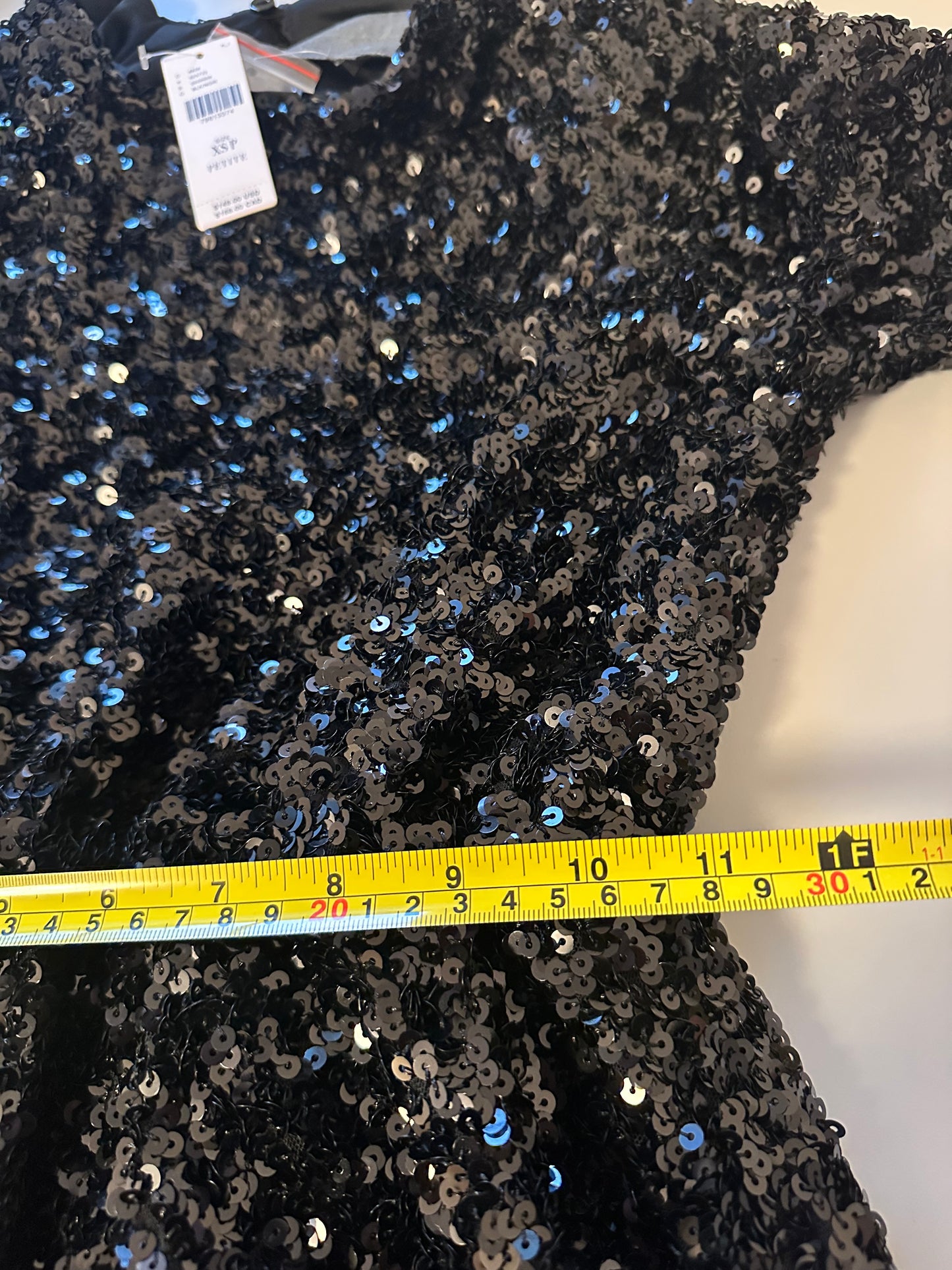 Anthropologie Sundays in Brooklyn Sequin Mini Dress in Black | Size XS Petite