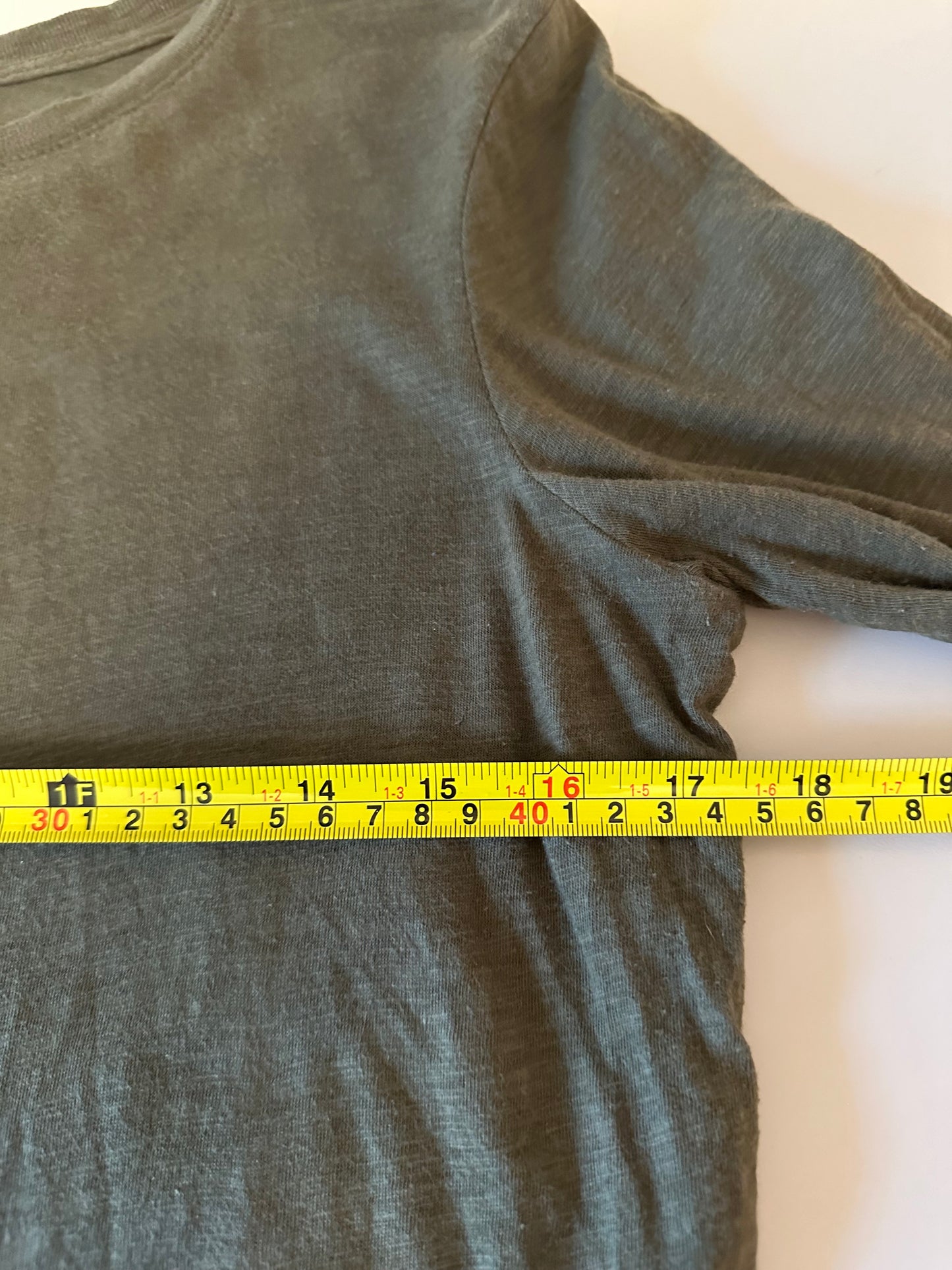 Z Supply Olive Green Slub Cotton Long Sleeve Crewneck T-Shirt | Size Medium