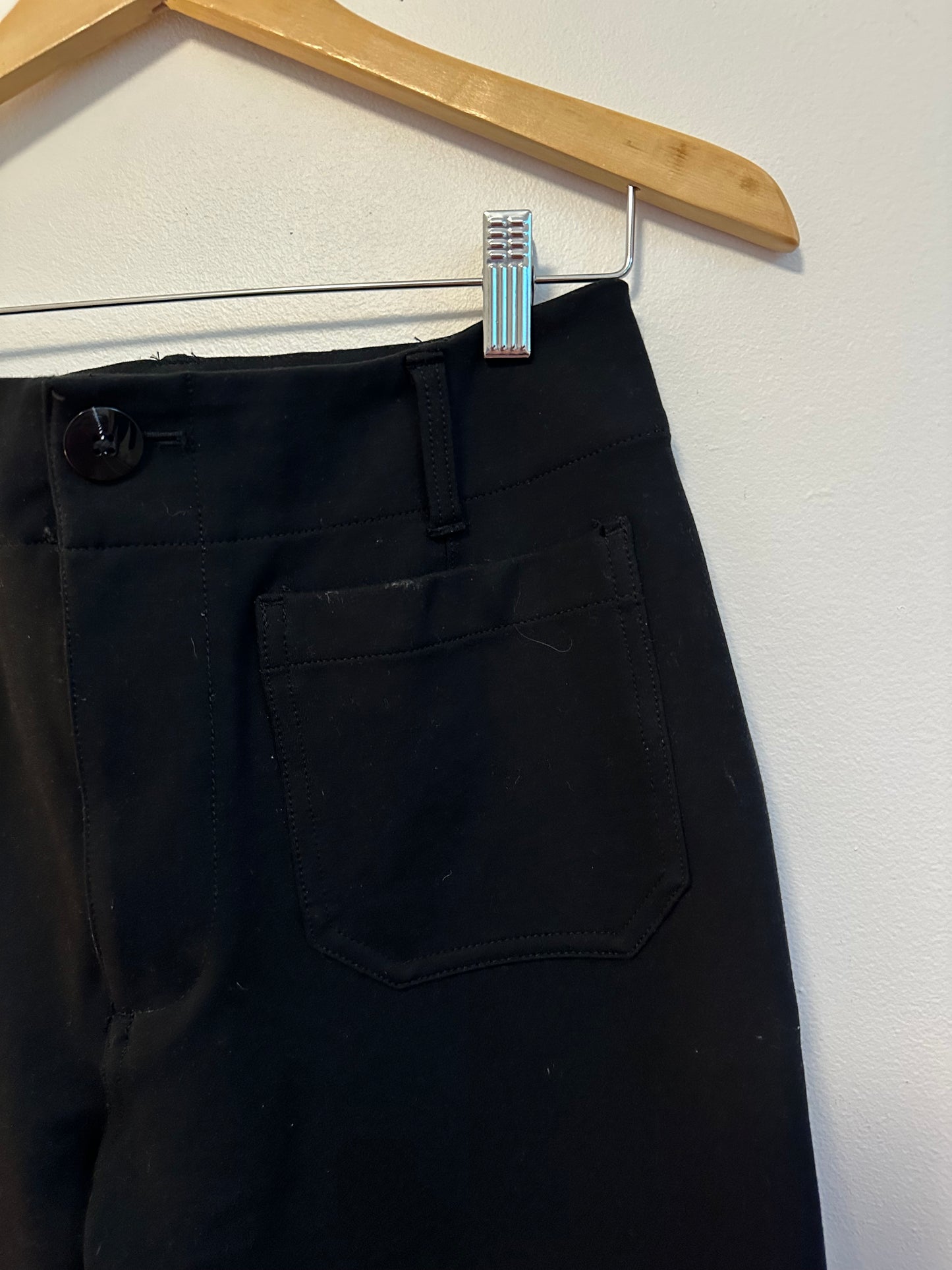 Maeve Colette Knit High-Rise Wide-Leg Cropped Pants in Black | Size 28