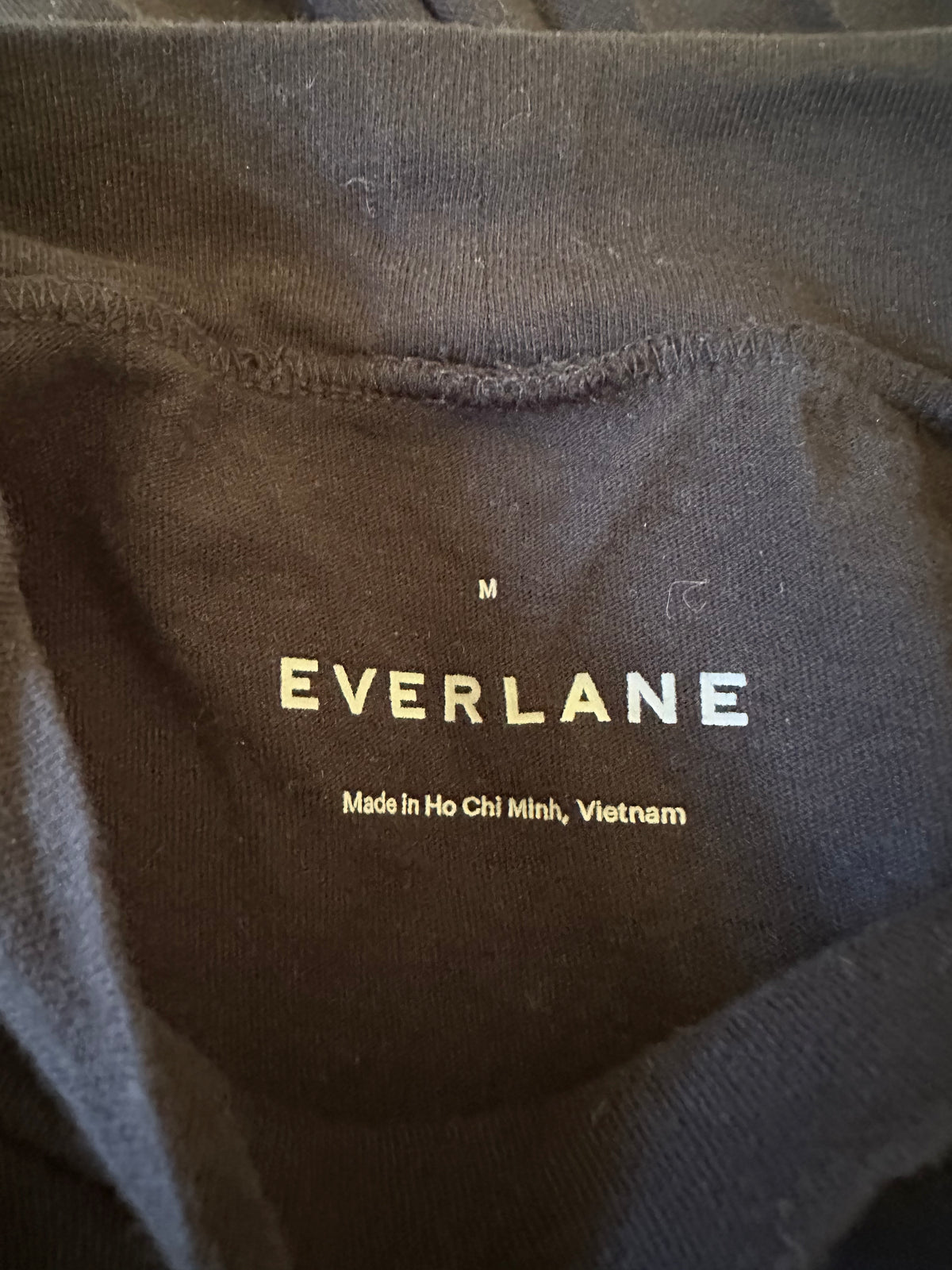 Everlane Black Cotton Mock Neck Long Sleeve Boxy Relaxed Top | Size Medium