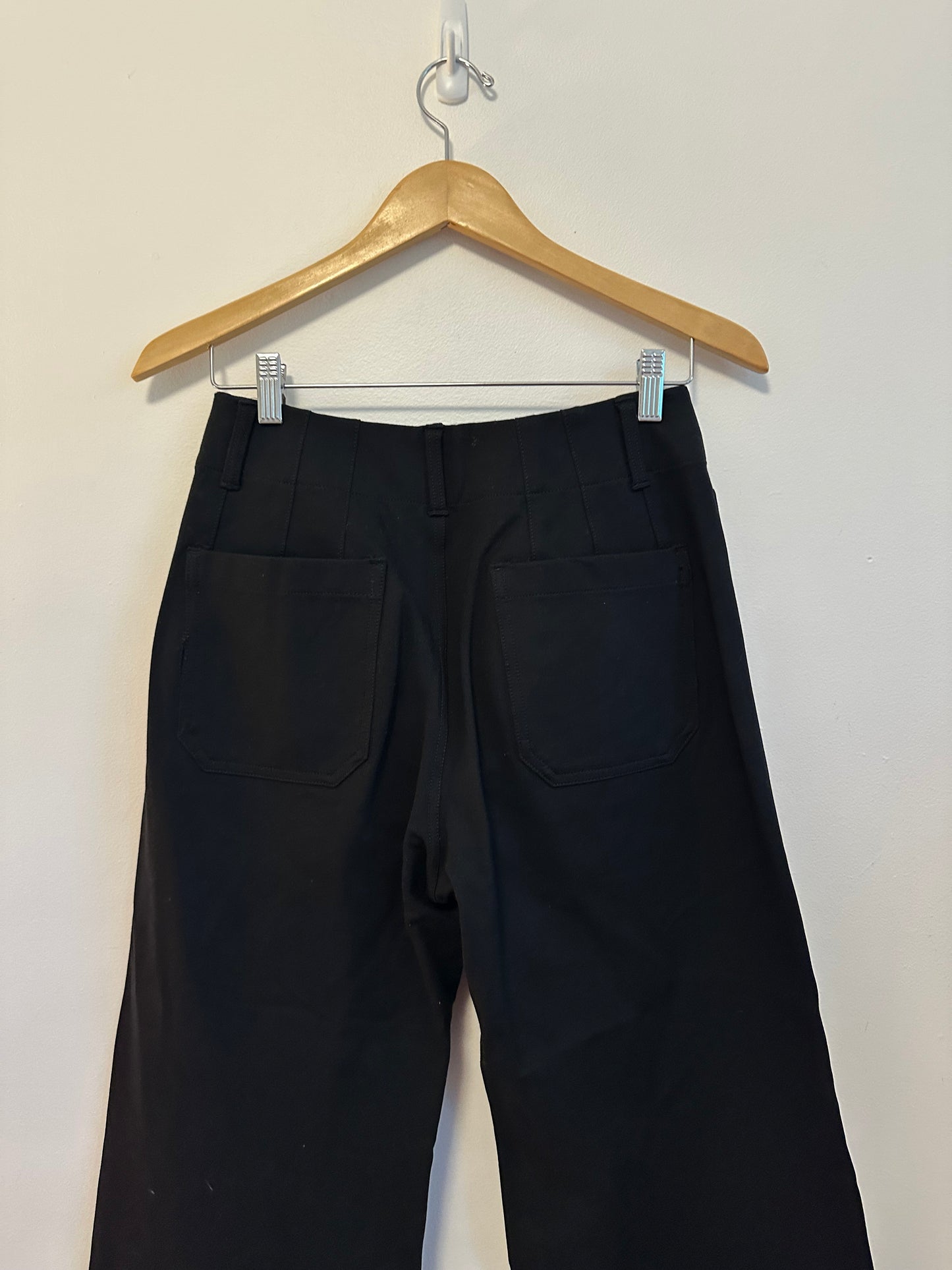 Maeve Colette Knit High-Rise Wide-Leg Cropped Pants in Black | Size 28