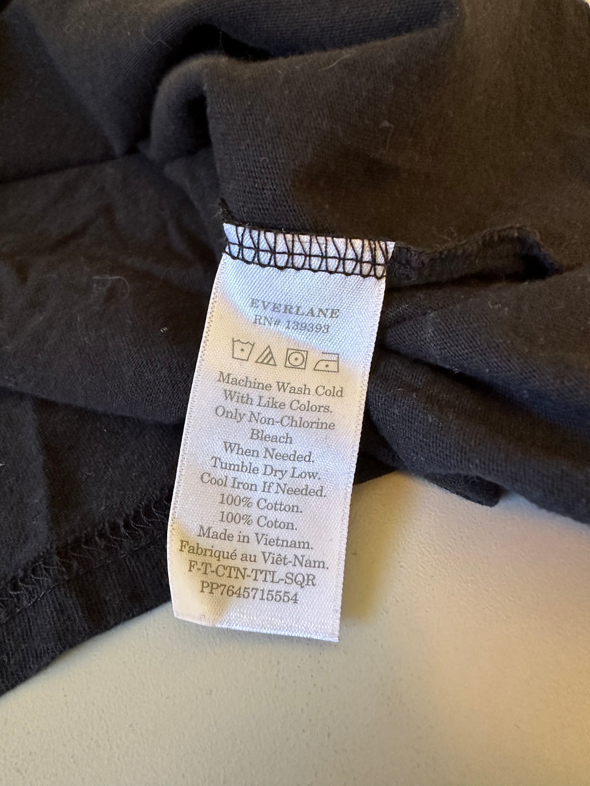 Everlane Black Cotton Mock Neck Long Sleeve Boxy Relaxed Top | Size Medium