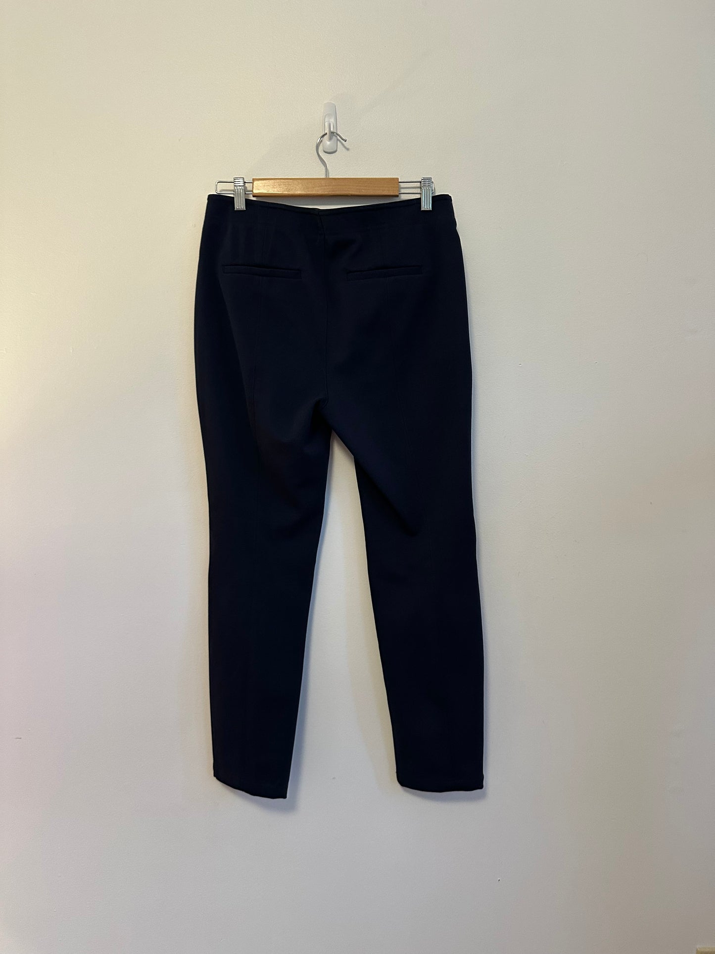 Anthropologie Bryson Button Front High Rise Tapered Leg Pants in Navy Blue | Size 8