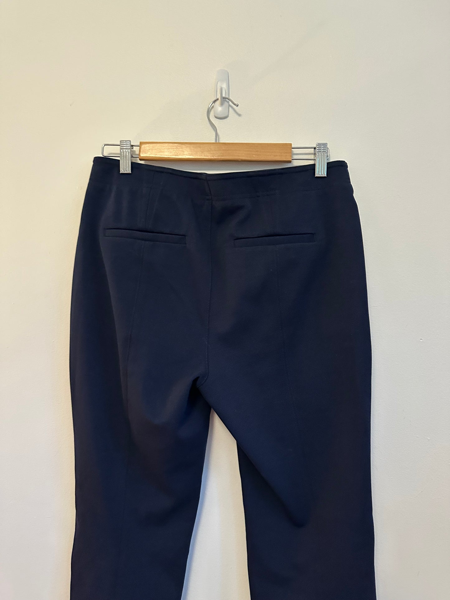 Anthropologie Bryson Button Front High Rise Tapered Leg Pants in Navy Blue | Size 8