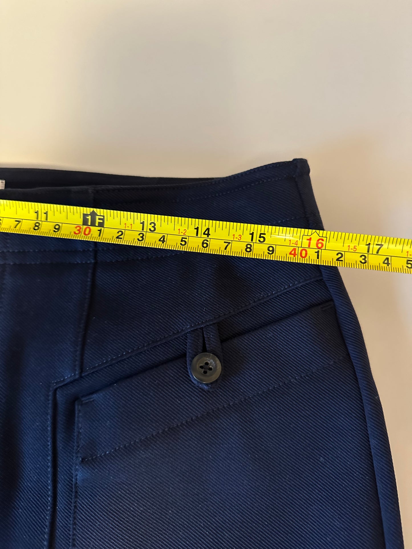 Anthropologie Bryson Button Front High Rise Tapered Leg Pants in Navy Blue | Size 8