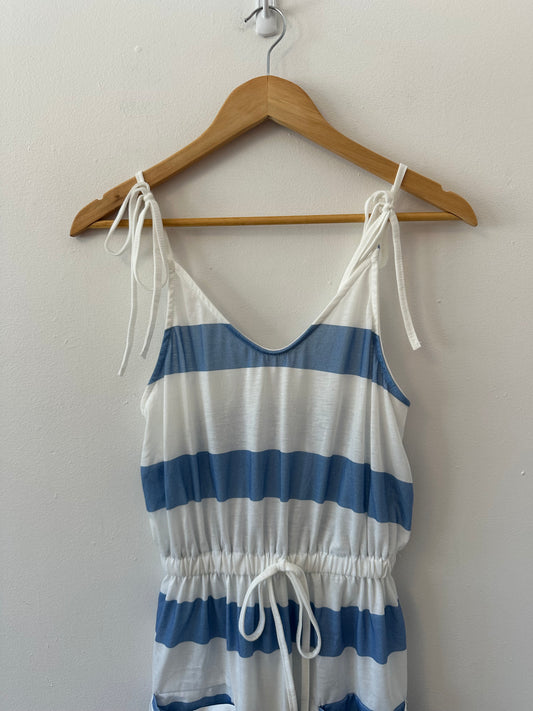 Unbranded Blue and White Stripe Mini Beach Dress | Size Small