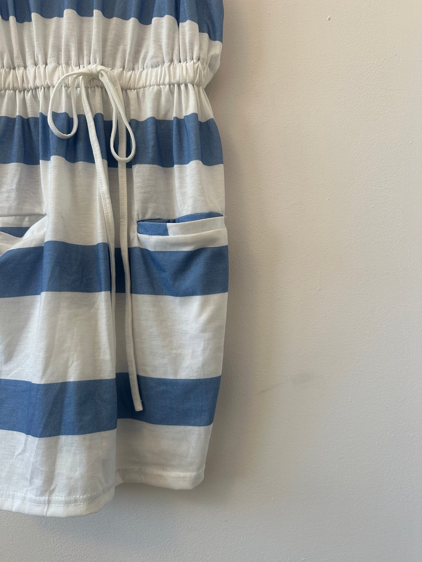 Unbranded Blue and White Stripe Mini Beach Dress | Size Small