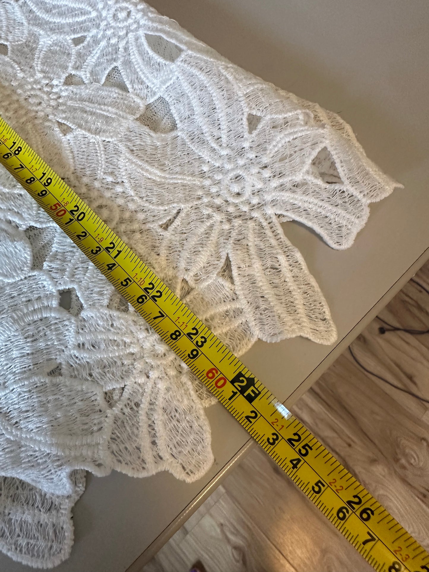White Floral Lace Short Sleeve Blouse