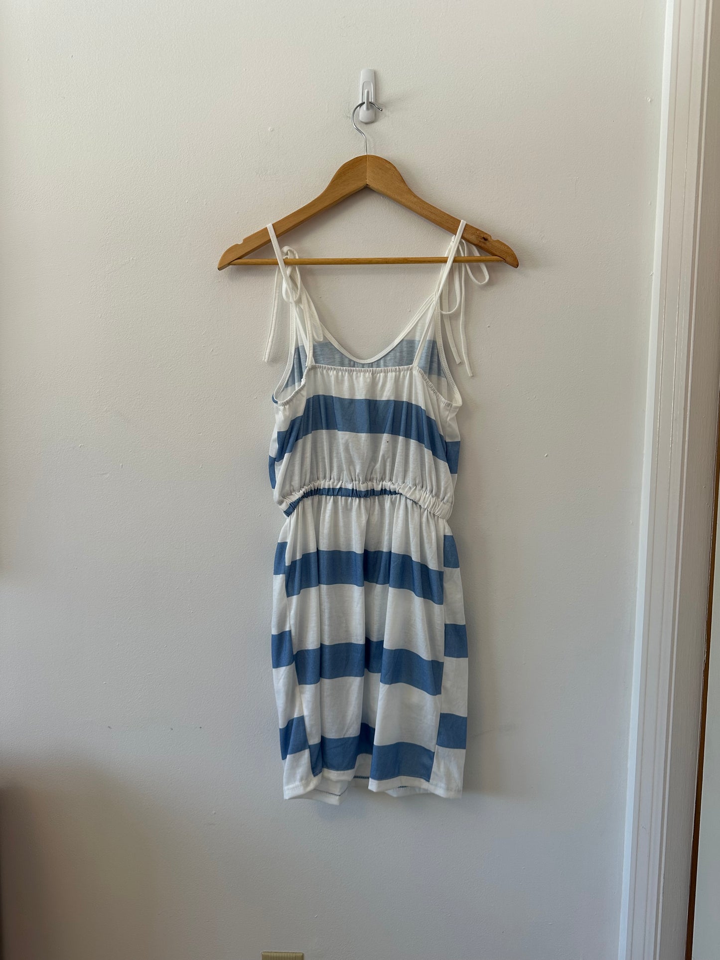 Unbranded Blue and White Stripe Mini Beach Dress | Size Small