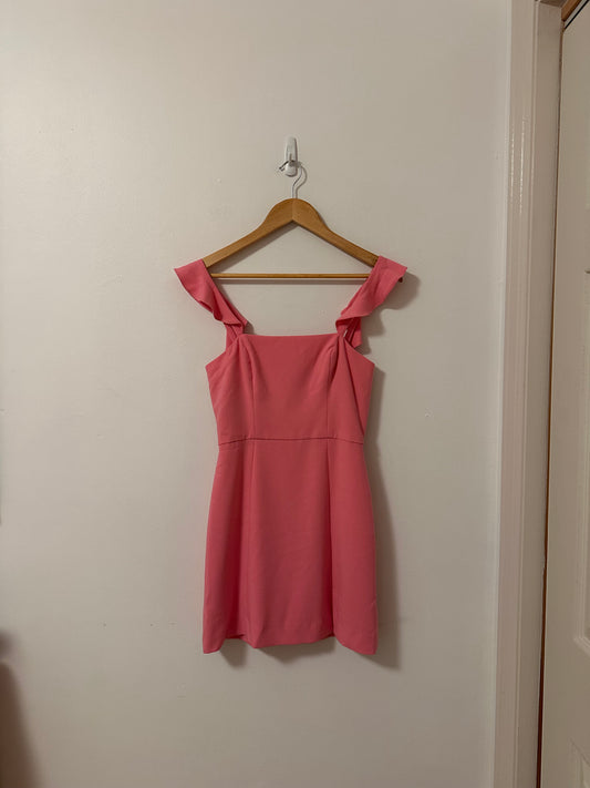 French Connection Whisper Ruffle Strap mini dress in Cerise Pink | Size 4