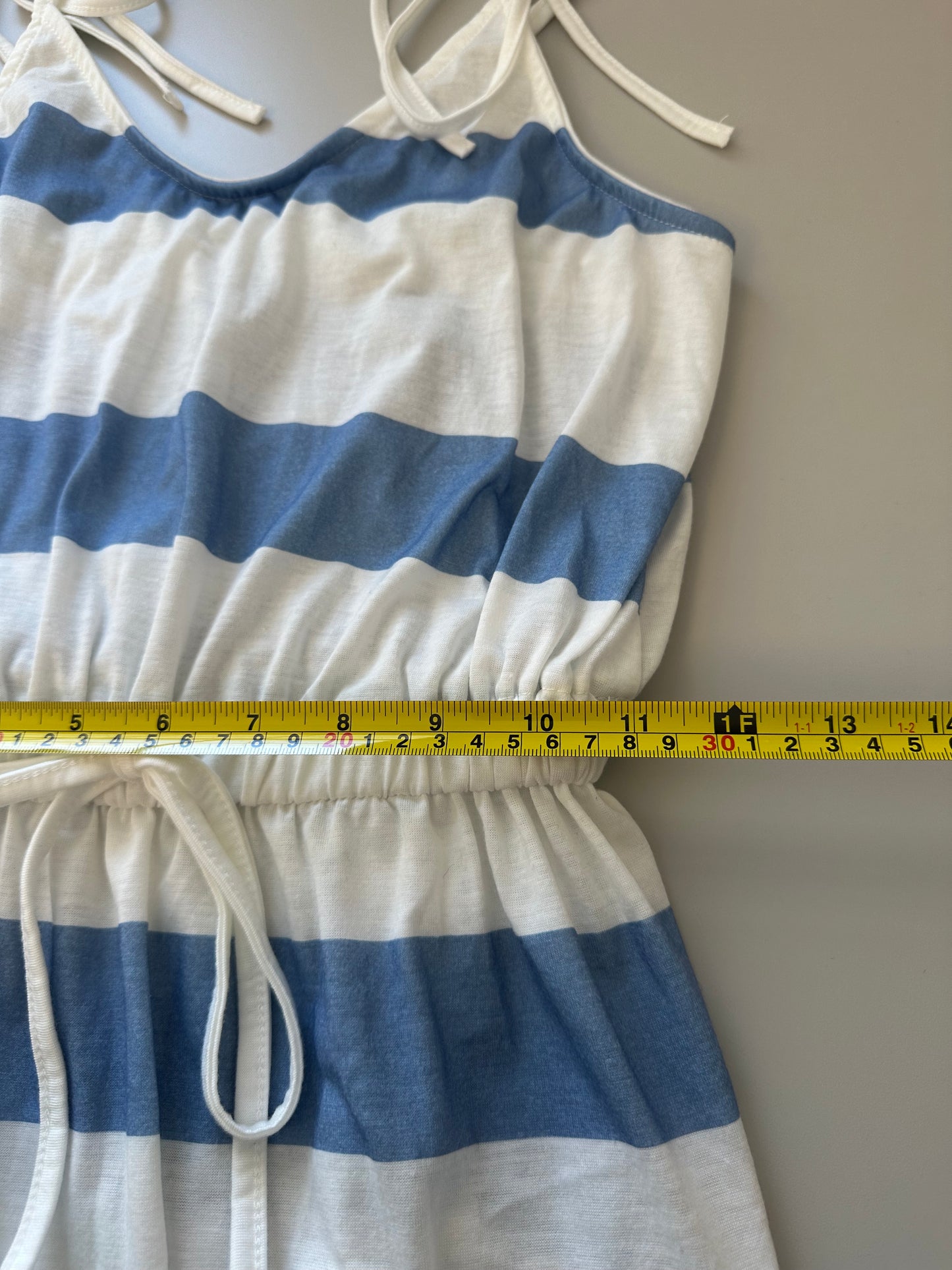 Unbranded Blue and White Stripe Mini Beach Dress | Size Small