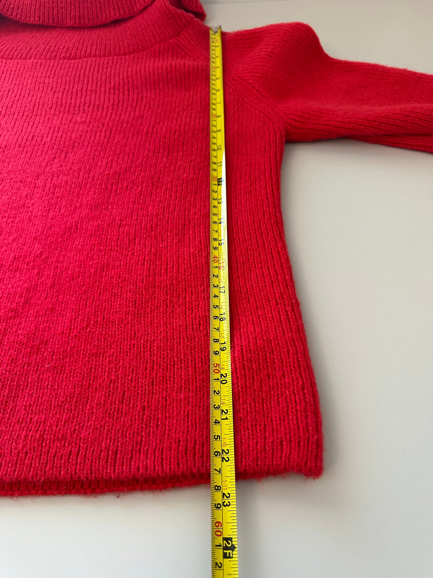 Unbranded Red Cowl Neck Oversized Soft Sweater | Size Small