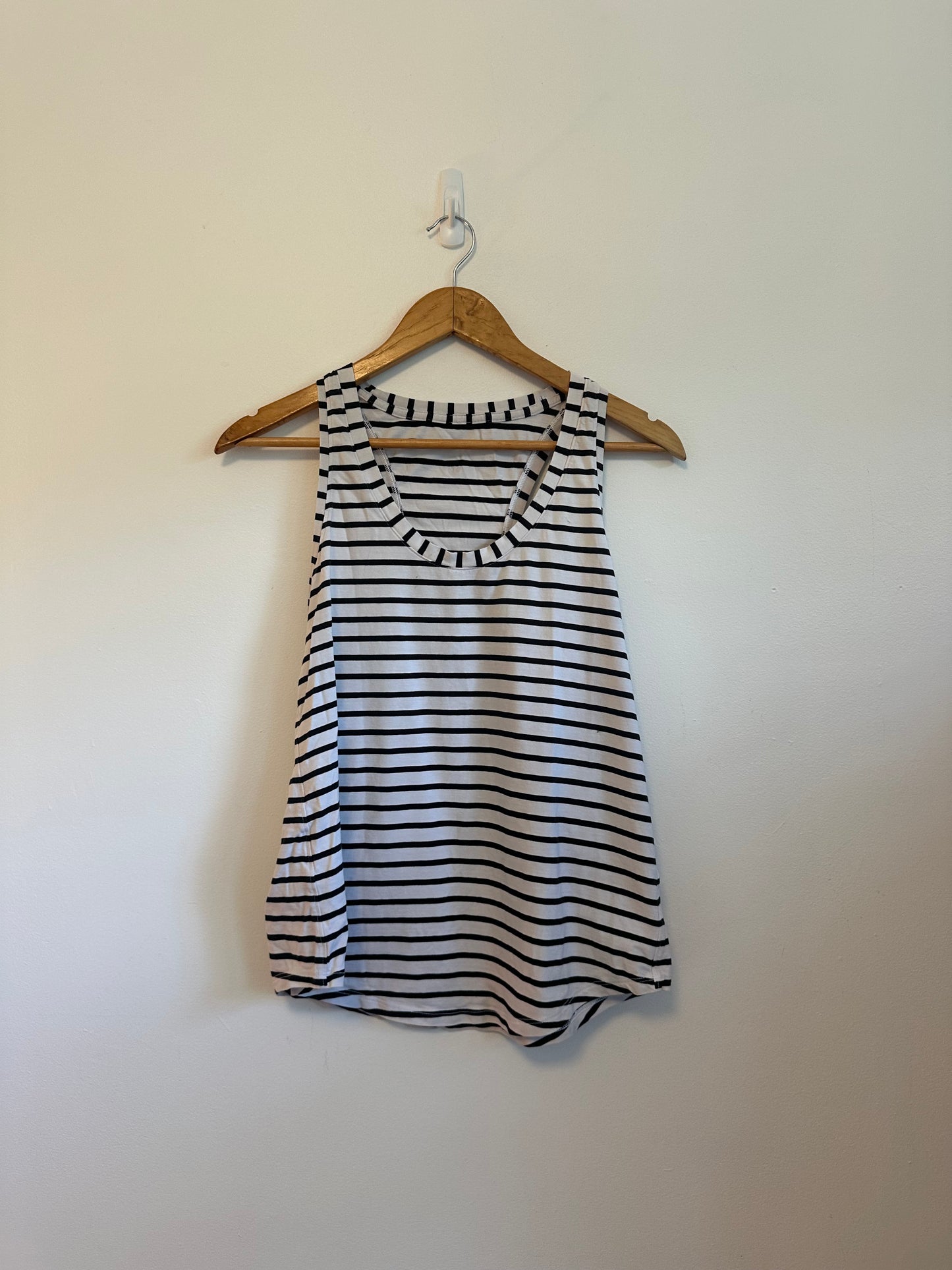 Lululemon Black and White Striped Racerback Tank Top