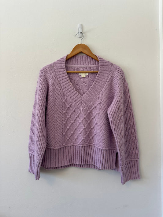 Anthropologie Maeve Tilly V-Neck Pullover Sweater in Lilac Purple | Size XS