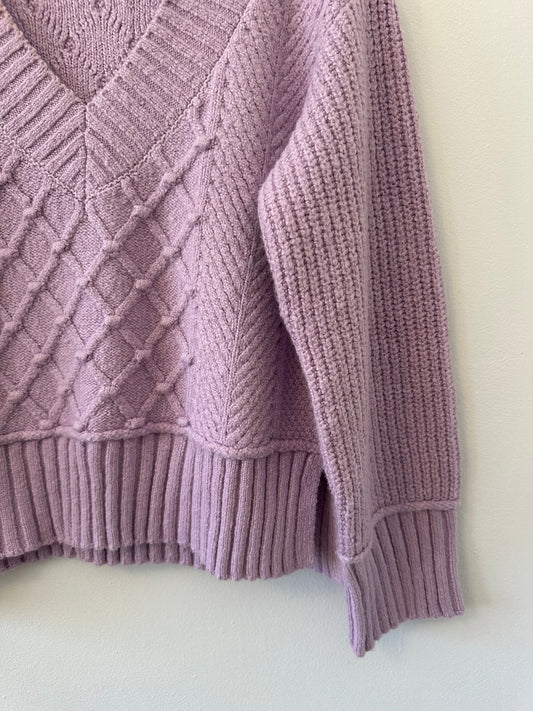 Anthropologie Maeve Tilly V-Neck Pullover Sweater in Lilac Purple | Size XS