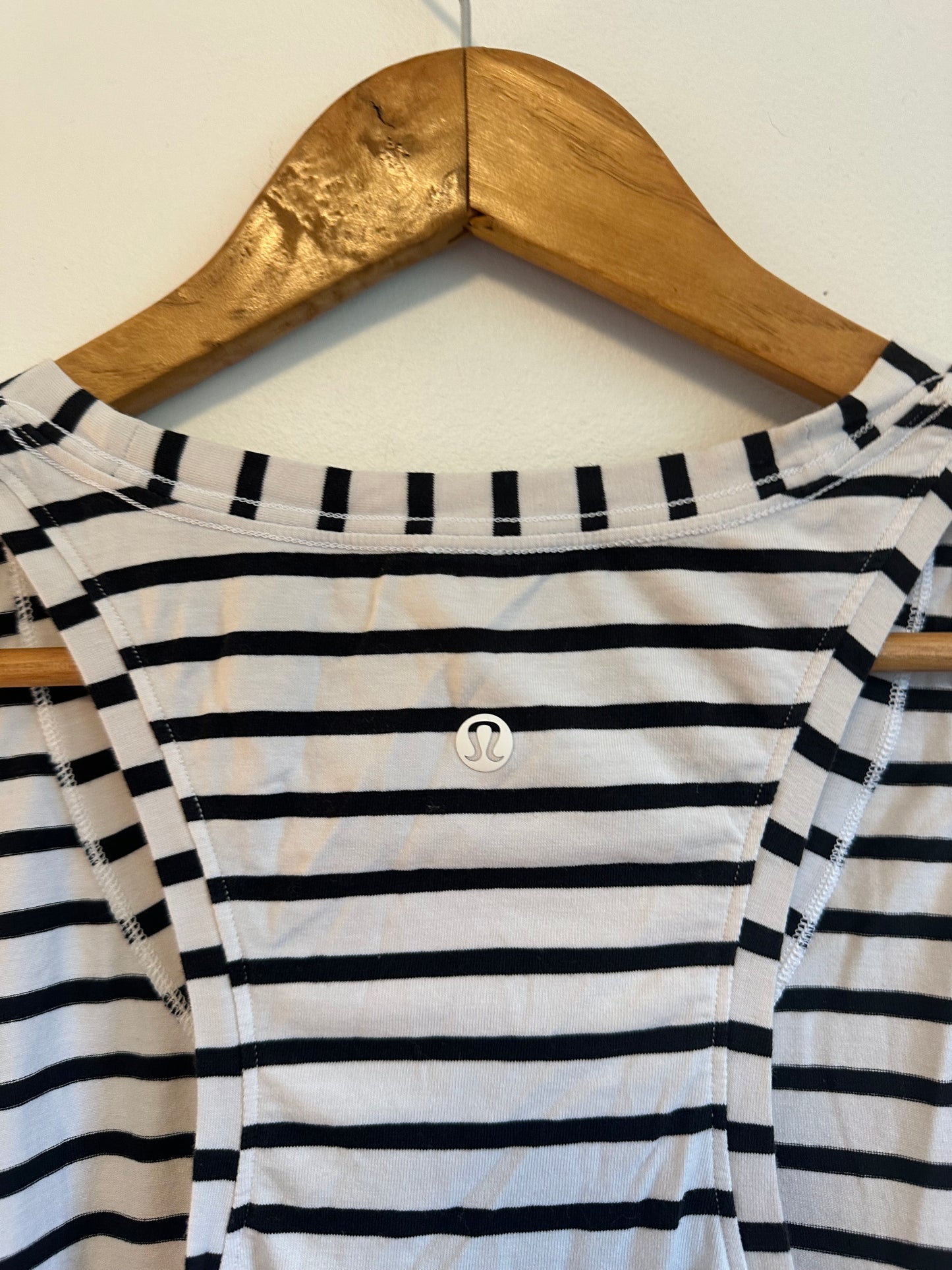 Lululemon Black and White Striped Racerback Tank Top