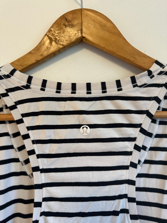 Lululemon Black and White Striped Racerback Tank Top