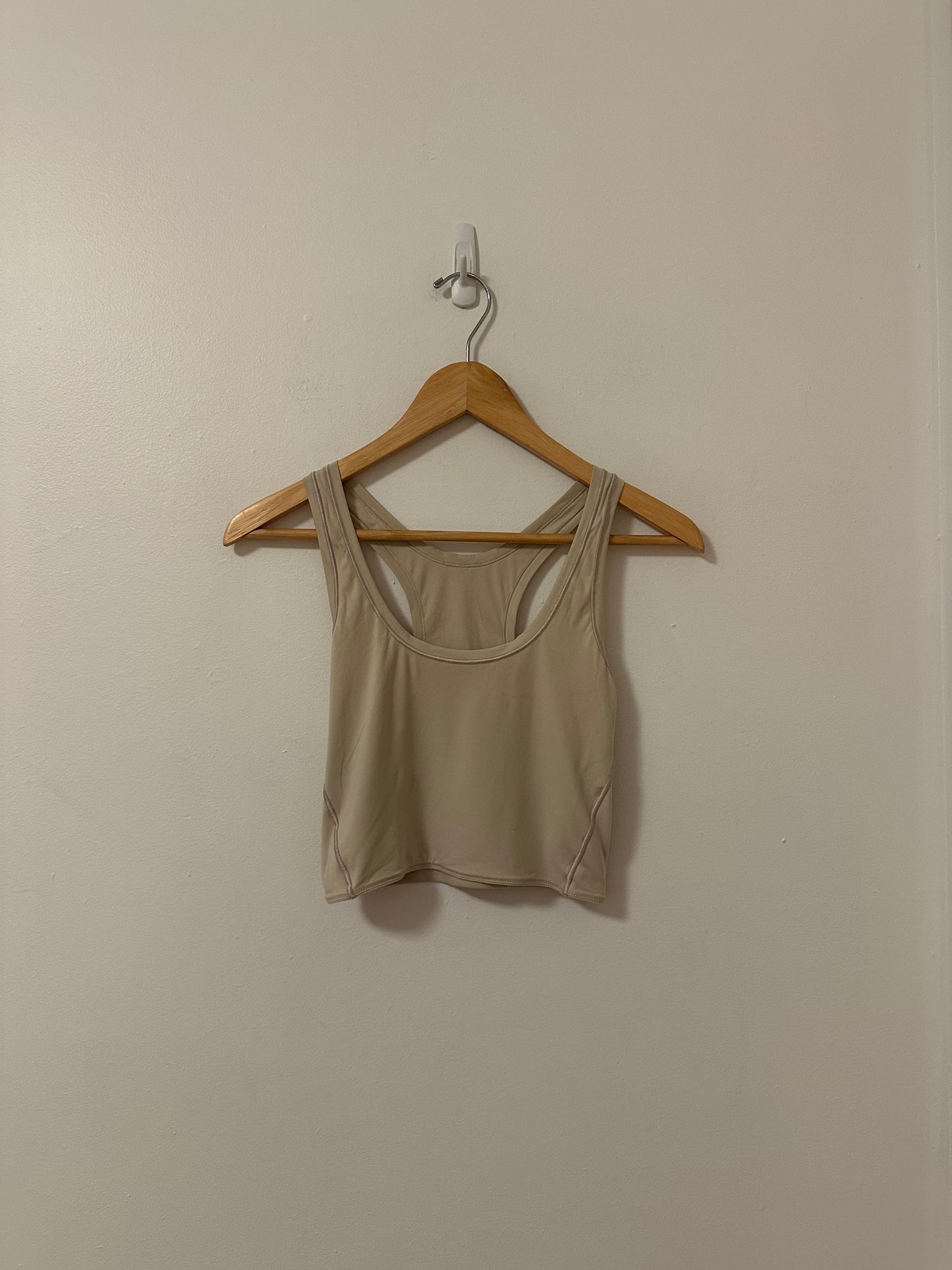 Tan Cropped Lightweight Racerback Tank Top with Seams