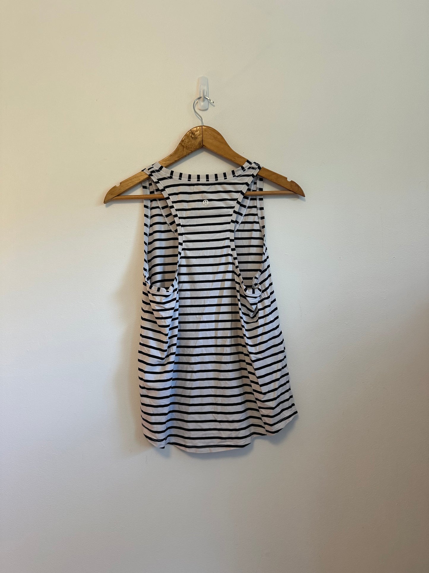 Lululemon Black and White Striped Racerback Tank Top