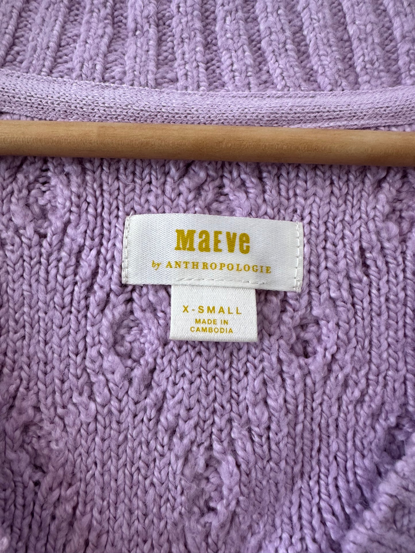 Anthropologie Maeve Tilly V-Neck Pullover Sweater in Lilac Purple | Size XS