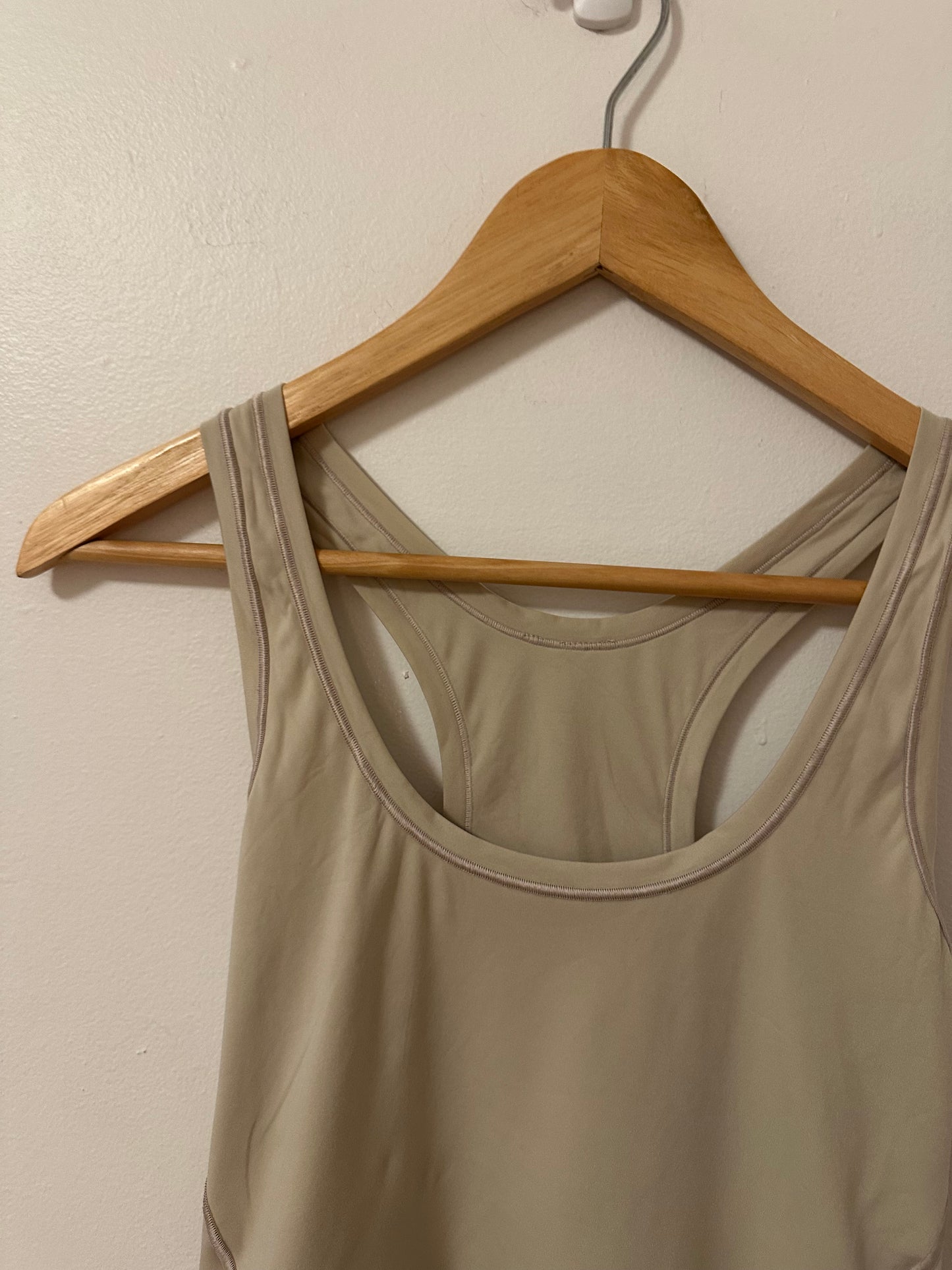 Tan Cropped Lightweight Racerback Tank Top with Seams