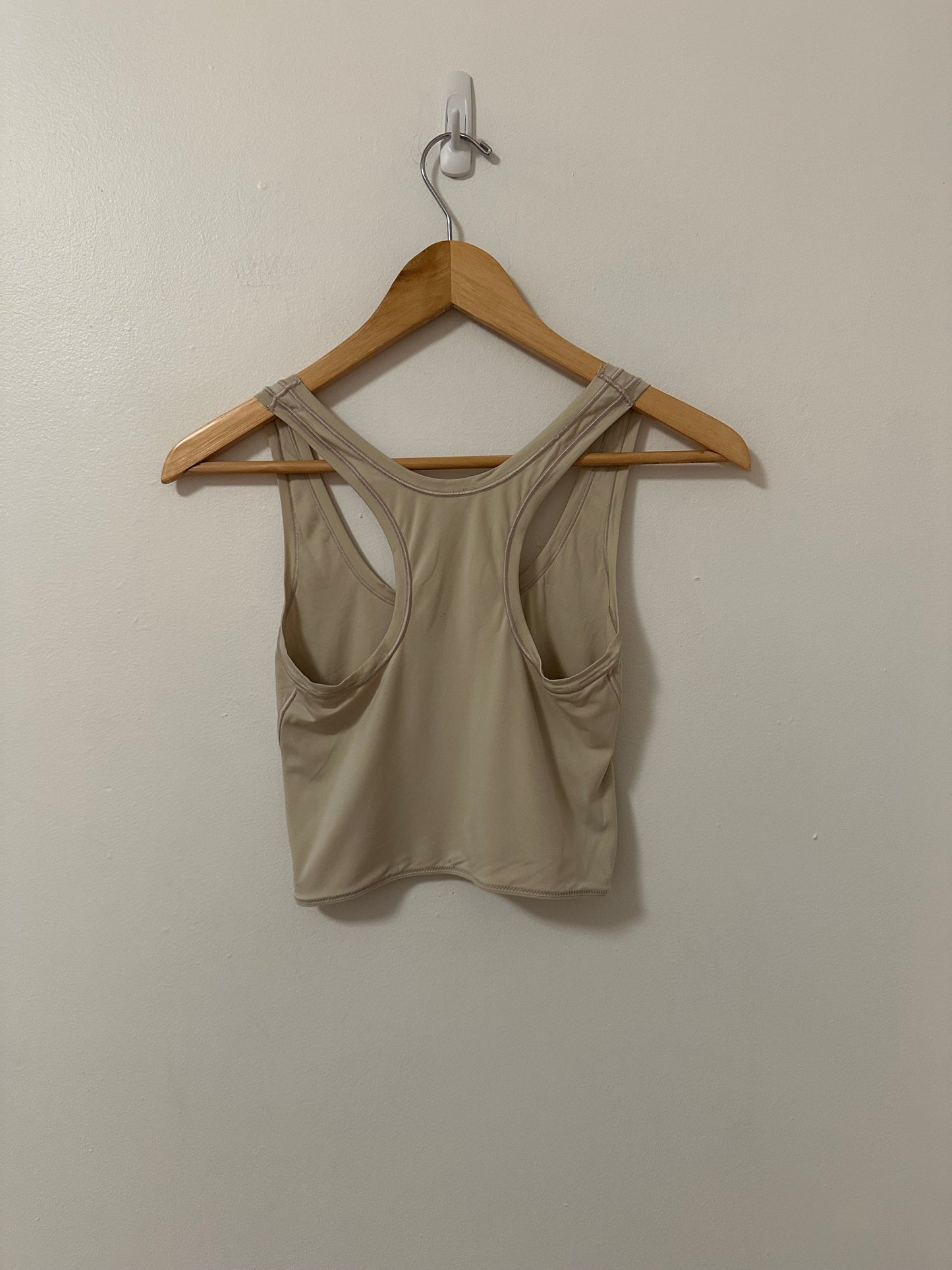 Tan Cropped Lightweight Racerback Tank Top with Seams